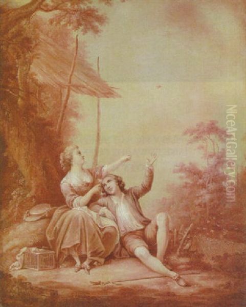 An Arcadian Landscape With A Shepherd And Shepherdess Carousing By A Tree - view 1