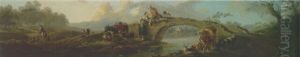 A River Landscape With A Goatherd And A Girl By A Bridge, A Shepherd And Sheep On A Path Beyond A River Landscape With A Goatherd And A Girl By A Bridge, A Shepherd And Sheep On A Path Beyond