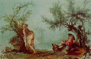 La Corderie: Femme Mangeant Du Chanvre by Jean Baptiste Huet