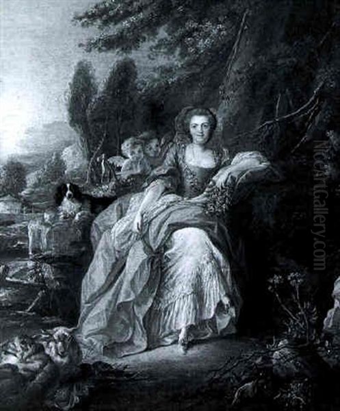 Portrait De Jeune Femme En Robe Rose Dans Un Paysage - view 1