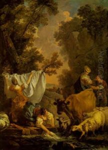 Les Lavandieres by Jean Baptiste Huet