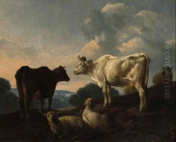 Kuhe Und Schafe In Einer Landschaft - view 1