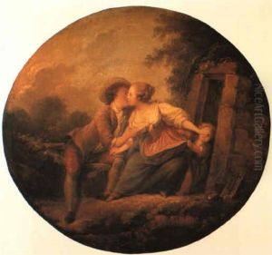 An Amorous Couple With A Child By A Ruined Gate