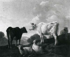 Kuhe Und Schafe Auf Der Weide by Jean Baptiste Huet