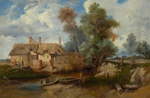 Farmhouse By A Stream by Paul Huet