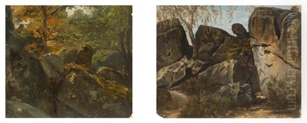 Les Rochers Du Calvaire En Foret De Fontainebleau (2 Works) - view 1