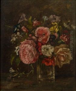 Vase De Fleurs by Paul Huet