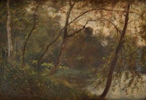 L'etang De Ville D'avray (preparatory Study For Soiree D"ete, Les Baigneuses) by Paul Huet