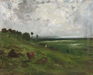 Weidelandschaft In Der Normandie by Paul Huet