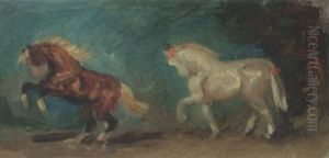 Deux Chevaux De Cirque by Paul Huet