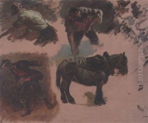 L'inondation A Saint-cloud Et Le Gouffre by Paul Huet