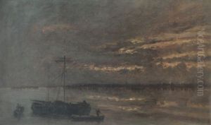Vue De La Meuse A Dordrecht, Hollande by Paul Huet