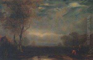 Crepuscule Avec Personnage En Pantalon Rouge (une Scene Tiree D'un Roman De Walter Scott?) Crepuscule Avec Personnage En Pantalon Rouge (une Scene Tiree D'un Roman De Walter Scott?)