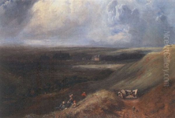 Travellers Resting On A Hillside - view 1