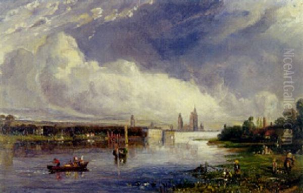 View Of The Seine, Rouen Beyond by Paul Huet