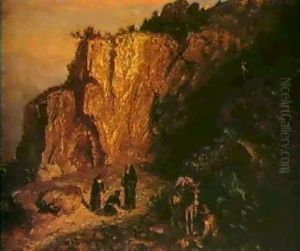 La Grotte De Santa Croce (comte De Nice) by Paul Huet