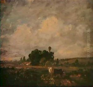 Chevaux Dans La Campagne Normande by Paul Huet