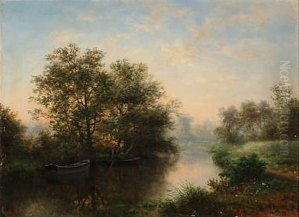 Forest Scene With A Man In A Rowing Boat - view 1