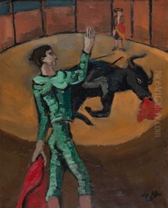 Arena Mit Stierkampfer Und Sterbendem Stier (tauromachie Iii) by Helmut vom (Kolle) Huegel