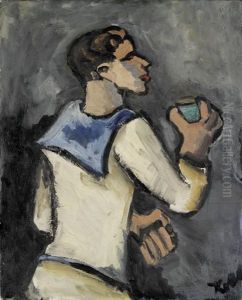 Marin De Dos, Un Verre A La Main by Helmut vom (Kolle) Huegel
