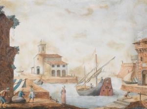 Harbour Scenes (pair) by Ignazio Enrico Hugford