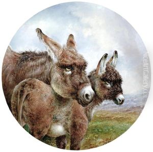 A Jenny And Her Foal by William Huggins