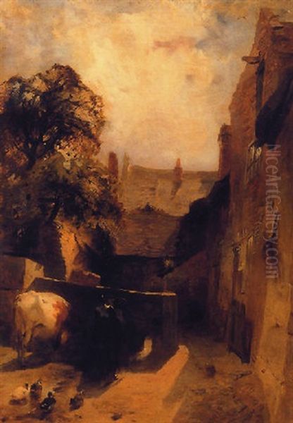 Bideston Farmhouse With Cattle And Ducks In The Foreground - view 1