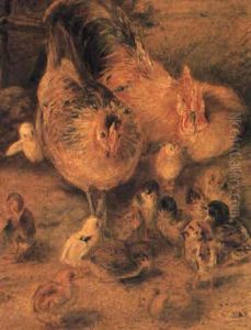 Family Of Chickens by William Huggins
