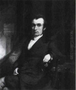 Portrait Of A Seated Gentleman In A Black Frockcoat And     White Stock, Three-quarter Length, With A Classical Temple