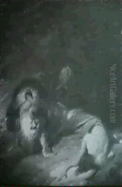 A Study Of A Fallen Rider With A Lion - view 1