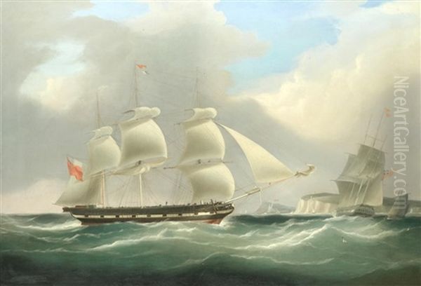The Full-rigged Merchantman Annandale Heaving-to For The Arrival Of The Pilot Cutter - view 1