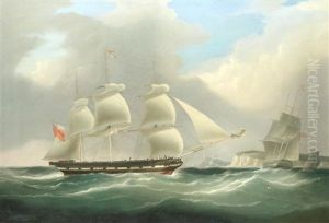The Full-rigged Merchantman Annandale Heaving-to For The Arrival Of The Pilot Cutter