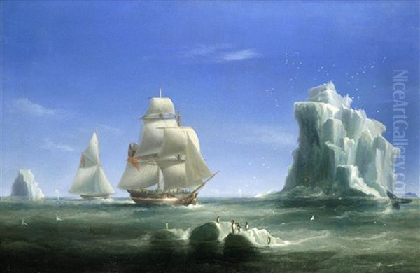The Brig Jane And Cutter Beaufoy In The James Weddell Antarctic Expedition 1823 - view 1