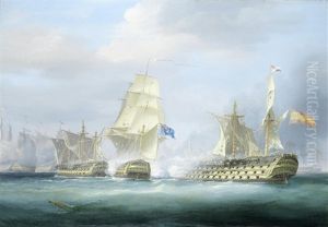 Captain Collingwood's 74-gun Excellent Engaging Two Enemy Vessels, Including The Mighty 110-gun Spanish 4-decker Salvador Del Mundo, At The Battle Of Cape St. Vincent, 14th February 1797