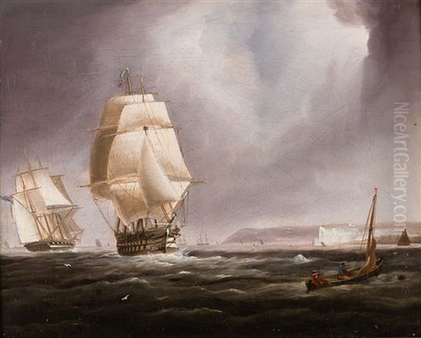 British Shipping Under Sail Off The Coast - view 1