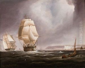 British Shipping Under Sail Off The Coast