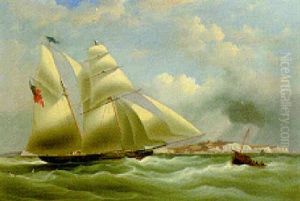 The Schooner "jane" Off Dover With A Castle Beyond by William John Huggins