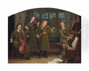 The Home Quartette: Mrs Vernon Lushington And Her Children by Arthur Hughes