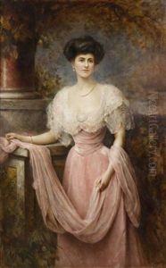 Portrait Of A Woman In A Red Dress by Edward Hughes