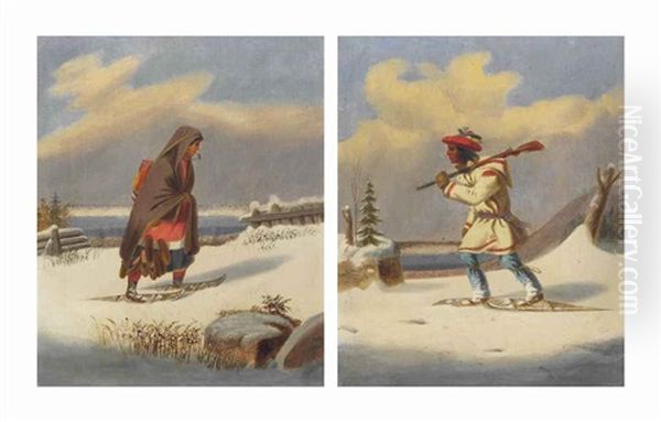 Moccasin Vendor; And An Indian Trapper (pair) - view 1