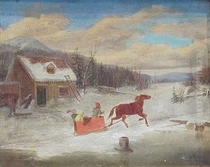 Enfants Dans Un Traineau by George Hart Hughes