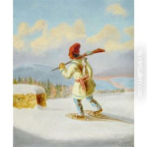 Indian Hunter On Snowshoes by George Hart Hughes