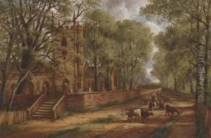 A Milkmaid With Cattle Before A Church