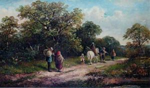 Country Landscape With Figures On A Road In The Foreground Country Landscape With Figures On A Road In The Foreground