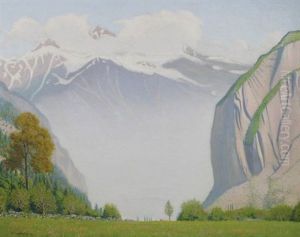 View Of Snow-capped Mountains by Robert Morson Hughes
