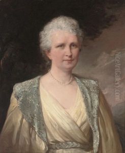 Portrait Of A Lady, In A Yellow Dress, Coat And Pearl Necklace