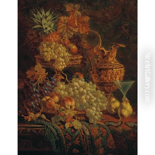 Still Life With Fruit And Ewer On A Table Top - view 1