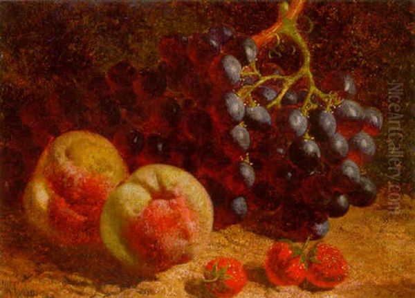 Strawberries, Grapes And Apples On A Mossy Bank - view 1