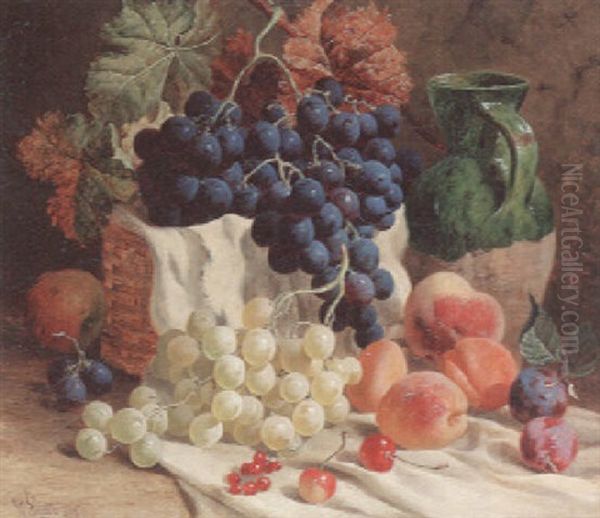 Fruit In A Draped Basket With A Water Jug - view 1
