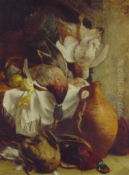 Dead Game And An Earthenware Jug In A Larder - view 1